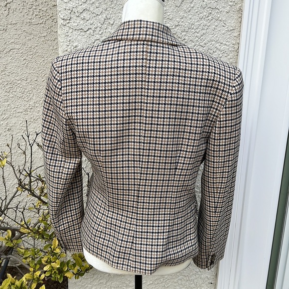 JH Collectibles Vintage Tan/Blue Plaid 3 Button  Blazer Jacket Women's Size 4 - Picture 5 of 9
